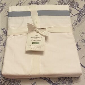 Pottery Barn Bed Skirt - White and Blue